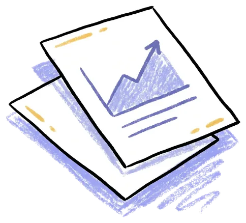 Illustration of sheets with a chart on them