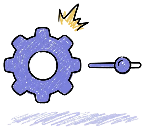 Illustration of a cog next to a slider
